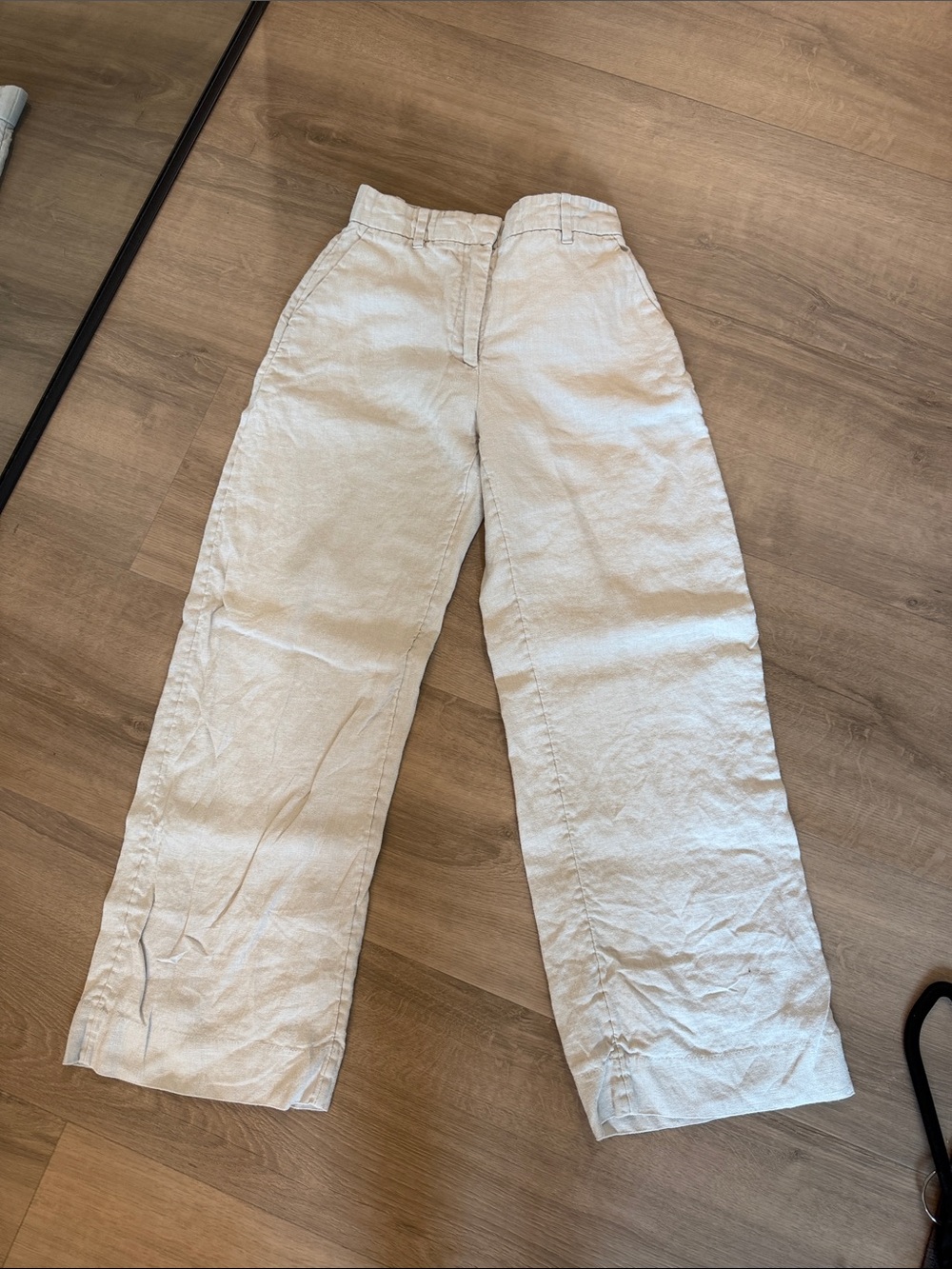 Abercrombie & Fitch Tan Wide-Leg Linen-Blend Trousers